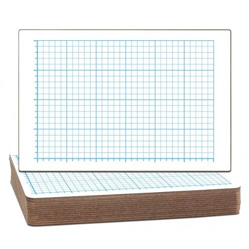 12" x 18" Quadrant Grid/Plain Two-Sided Dry Erase Lap Boards - 12pk