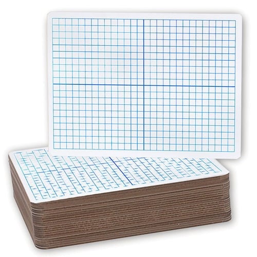9" x 12" XY Axis Grid/Plain Two-Sided Dry Erase Lap Boards - 24pk