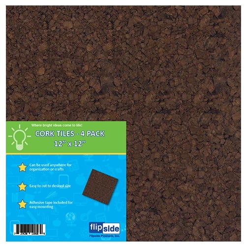 12" x 12" Dark Cork Tiles - 4pk