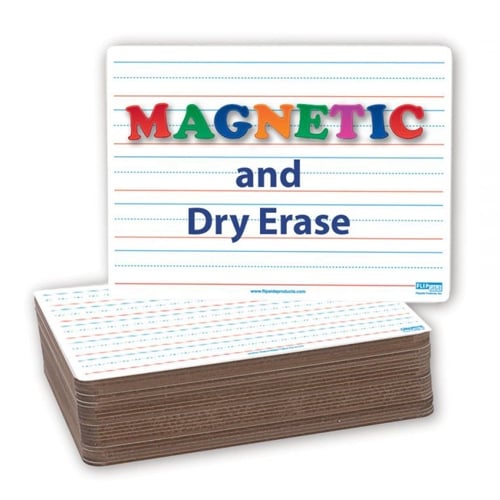 9" x 12" Red and Blue Lined/Plain Two-Sided Magnetic Dry-Erase Lap Boards - 24pk