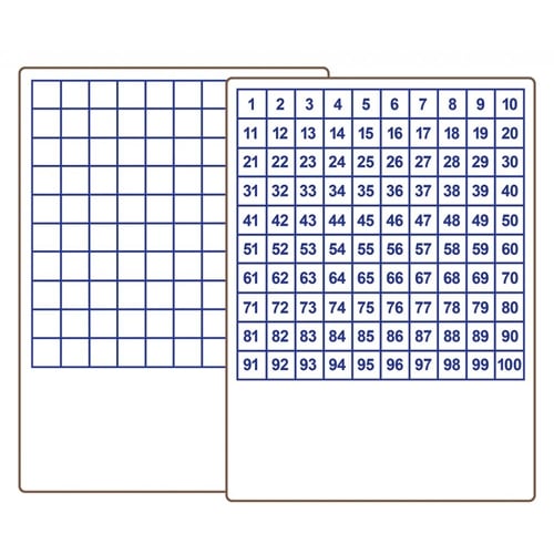 9" x 12" Two-Sided Dry-Erase Classroom Lap Boards with Printed Hundreds Grid - 24pk