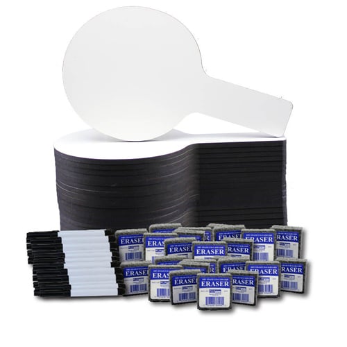 Oval Dry Erase Answer Paddle with Pen and Eraser - Set of 12 Each