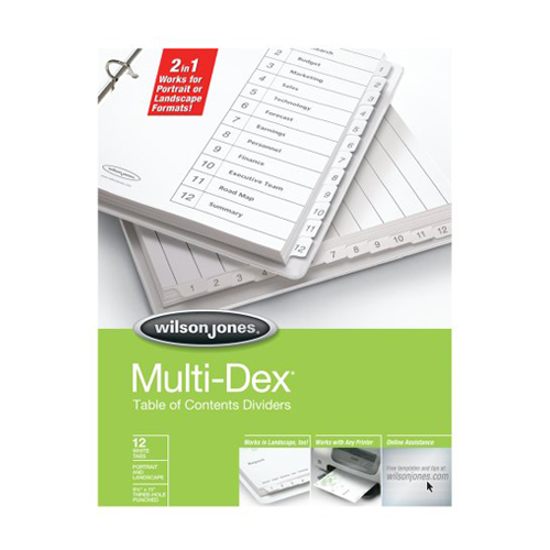 Wilson Jones Black/White 12-Tab MultiDex Indexes - W91201