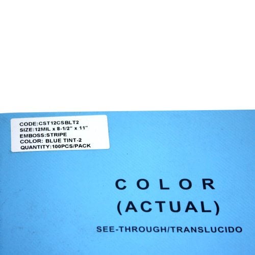 12mil Stripe Transparent Blue Poly 8.5" x 11" Covers (100pk)