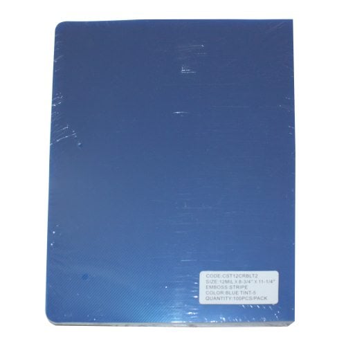 12mil Stripe Transparent Blue Poly 8.75" x 11.25" Covers (100pk)