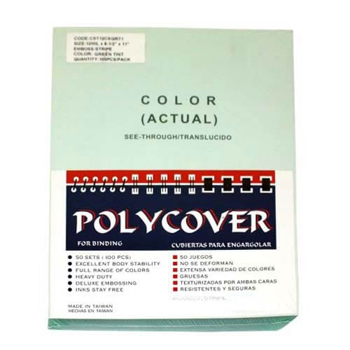 12mil Stripe Transparent Green Poly 8.5" x 11" Covers (100pk) - Clearance Sale