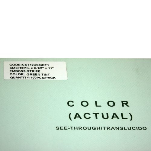 12mil Stripe Transparent Green Poly 8.5" x 11" Covers (100pk) - Clearance Sale