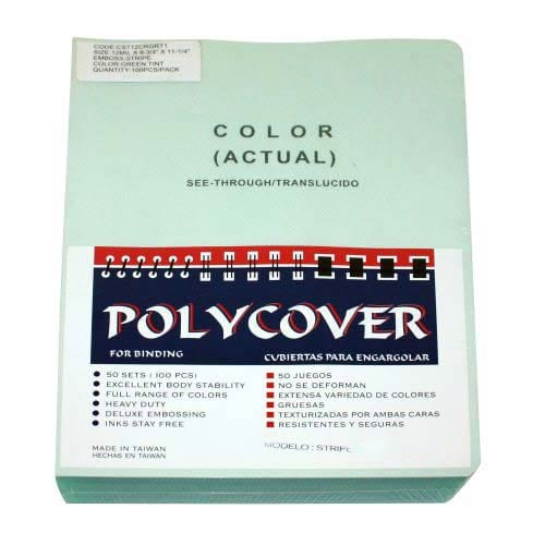 12mil Stripe Transparent Green Poly 8.75" x 11.25" Covers (100pk) - Clearance Sale