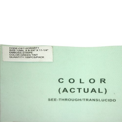 12mil Stripe Transparent Green Poly 8.75" x 11.25" Covers (100pk) - Clearance Sale