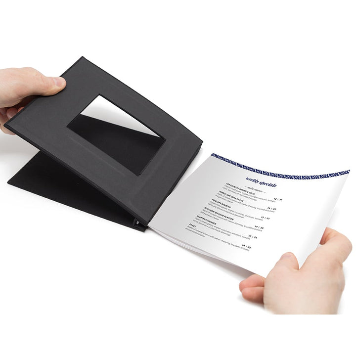 12" x 11-1/2" Black Cloth Pinchbook Hard Cover Photo Books with Window (5 Pack) - Clearance Sale