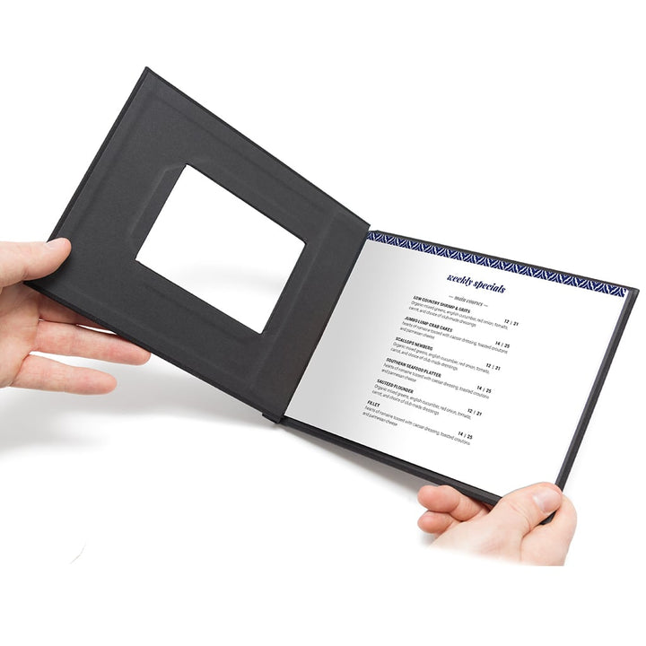 12" x 11-1/2" Black Cloth Pinchbook Hard Cover Photo Books with Window (5 Pack) - Clearance Sale