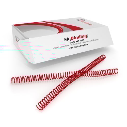 13mm Red 4:1 Pitch Spiral Binding Coil - 100pk