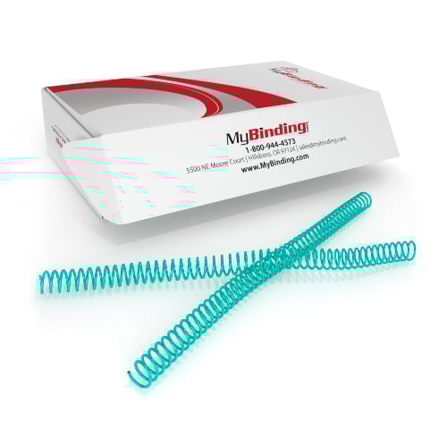 13mm Turquoise 4:1 Pitch Spiral Binding Coil - 100pk