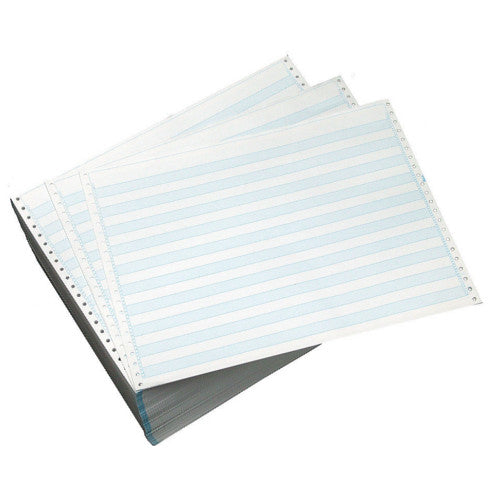 14 7/8" X 11" 15lb 1/2" Blue Bar Continuous Computer Paper - 3500/Case (1 Ply)