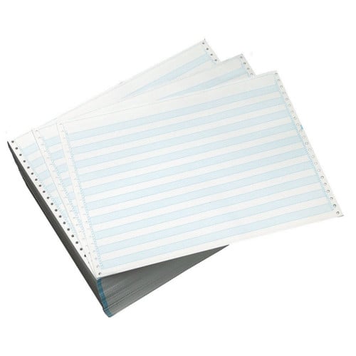 14 7/8" X 11" 20lb 1/2" Blue Bar Continuous Computer Paper - 2300/Case (1 Ply)