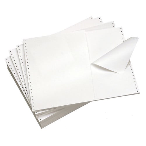 14 7/8" X 11" 20lb Blank Clean Edge Perforation Left and Right and 9" from Left Continuous Computer - 2700/Case (1 Ply)