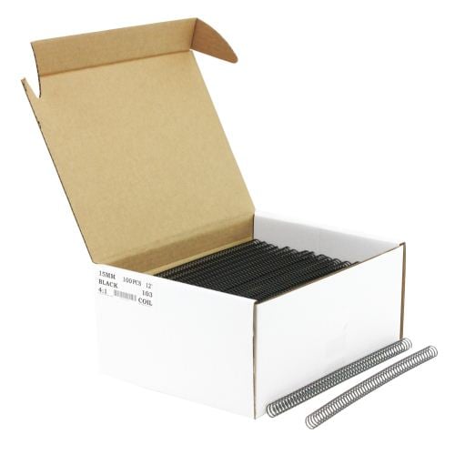15mm Black 4:1 Pitch Spiral Binding Coil - 100pk