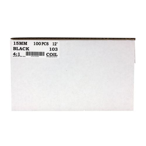 15mm Black 4:1 Pitch Spiral Binding Coil - 100pk