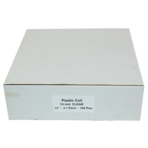 15mm Clear 4:1 Pitch Spiral Binding Coil - 100pk