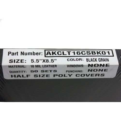 16mil Black Leather Grain Poly 5.5" x 8.5" Covers (50pk)