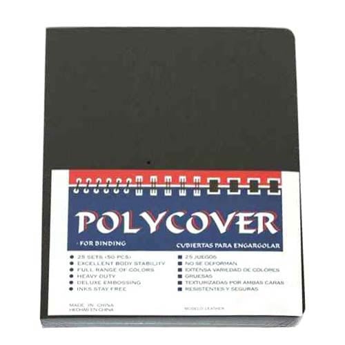16mil Black Leather Grain Poly 8.75" x 11.25" Covers (50pk)