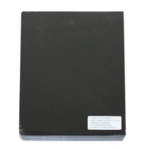 16mil Black Leather Grain Poly 8.75" x 11.25" Covers (50pk)