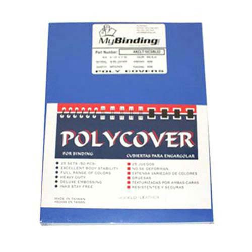 16mil Blue Leather Grain Poly 8.5" x 11" Covers (50pk)