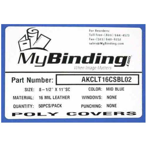 16mil Blue Leather Grain Poly 8.5" x 11" Covers (50pk)
