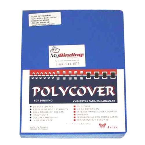 16mil Blue Leather Grain Poly 8.75" x 11.25" Covers (50pk)