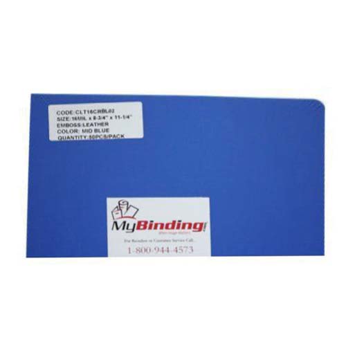 16mil Blue Leather Grain Poly 8.75" x 11.25" Covers (50pk)