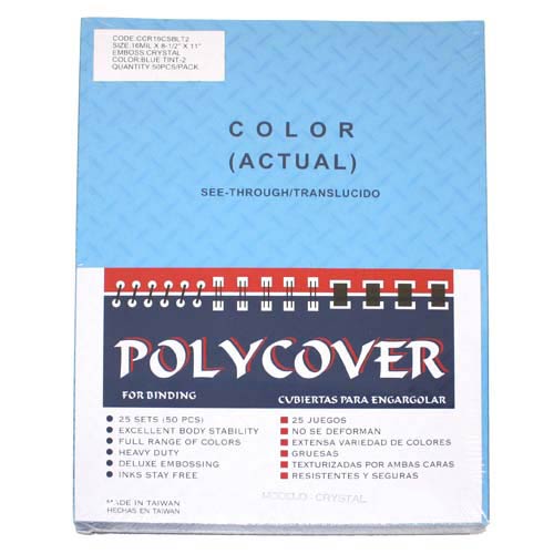 16mil Crystal Embossed Transparent Blue Covers (50pk)