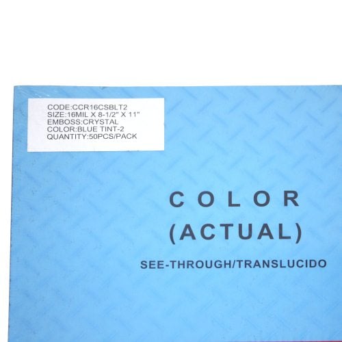 16mil Crystal Embossed Transparent Blue Covers (50pk)