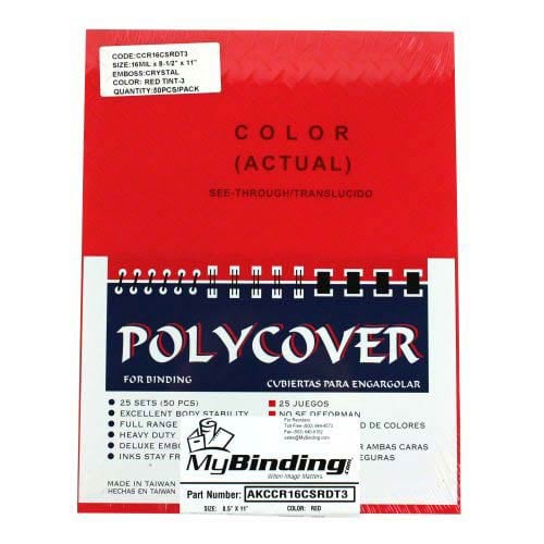 16mil Crystal Embossed Transparent Red Covers (50pk)