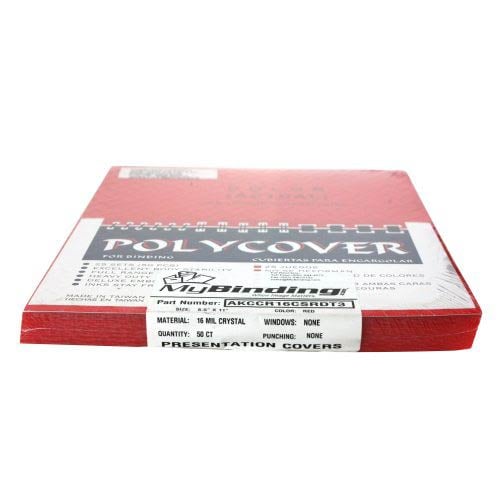 16mil Crystal Embossed Transparent Red Covers (50pk)