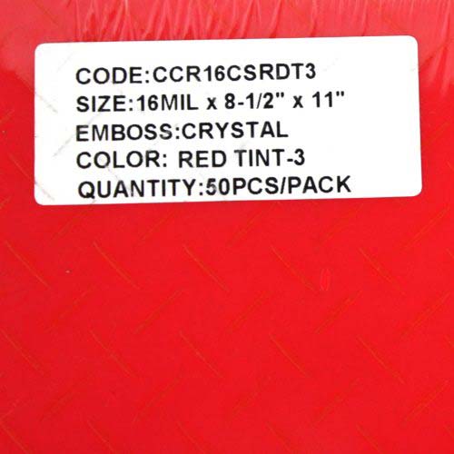 16mil Crystal Embossed Transparent Red Covers (50pk)
