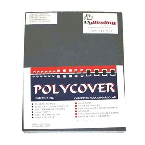 16mil Gray Leather Grain Poly 8.5" x 11" Covers (50pk)