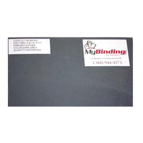 16mil Gray Leather Grain Poly 8.5" x 11" Covers (50pk)