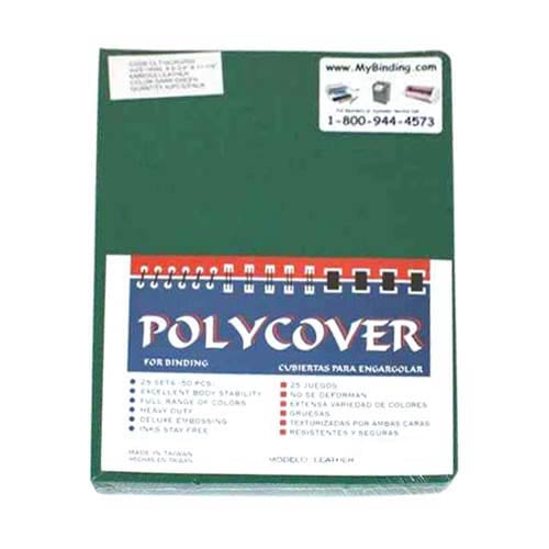 16mil Green Leather Grain Poly 8.75" x 11.25" Covers (50pk)