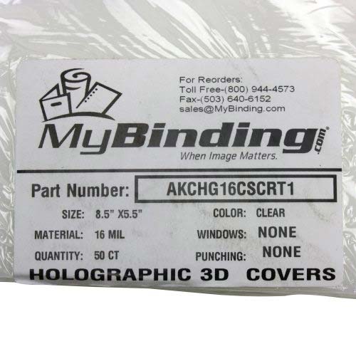 16mil Holographic 3D Clear 5.5" x 8.5" Covers (50pk)