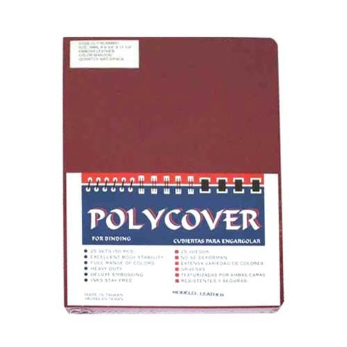 16mil Maroon Leather Grain Poly  8.75" x 11.25" Covers (50pk)