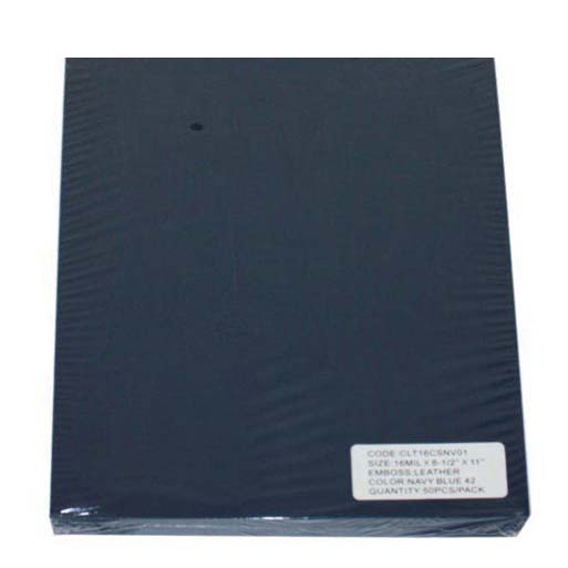 16mil Navy Leather Grain Poly 8.5" x 11" Covers - 50pk