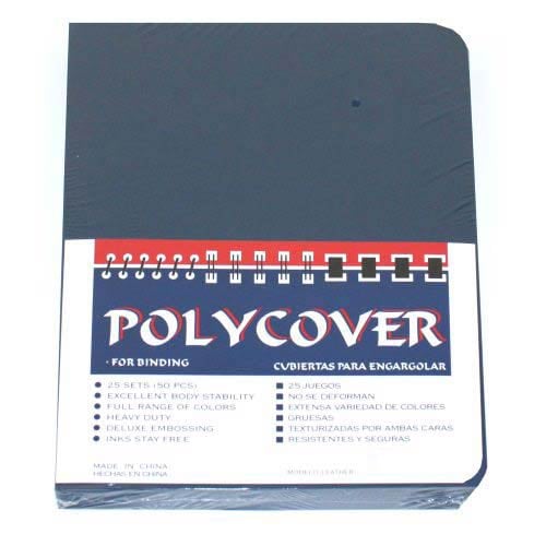 16mil Navy Leather Grain Poly 8.75" x 11.25" Covers (50pk)