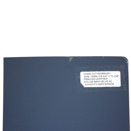 16mil Navy Leather Grain Poly 8.75" x 11.25" Covers (50pk)