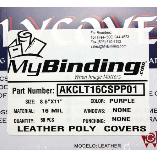16mil Purple Leather Grain Poly 8.5" x 11" Covers (50pk)