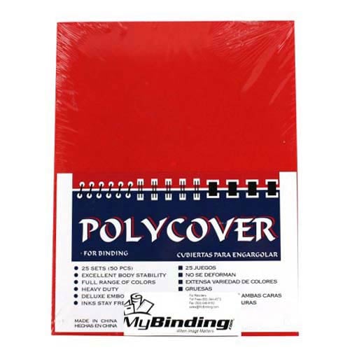 16mil Red Leather Grain Poly 8.75" x 11.25" Covers (50pk)