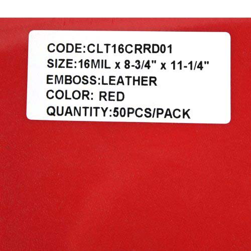 16mil Red Leather Grain Poly 8.75" x 11.25" Covers (50pk)