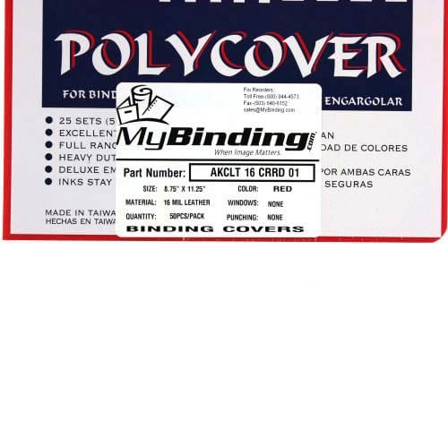 16mil Red Leather Grain Poly 8.75" x 11.25" Covers (50pk)