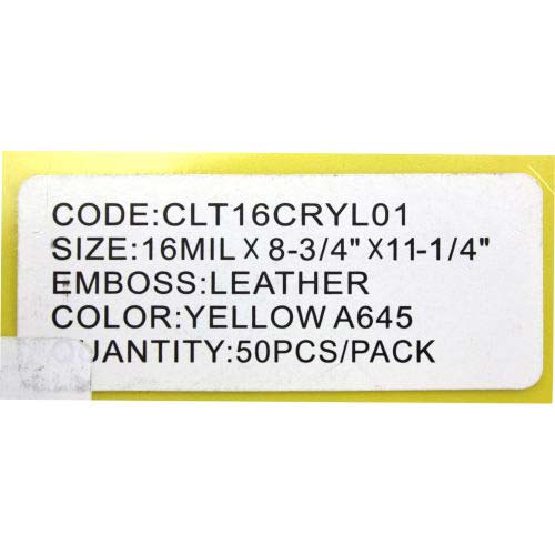 16mil Yellow Leather Grain Poly 8.75" x 11.25" Covers (50pk)
