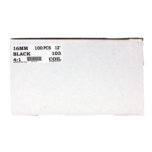 16mm Black 4:1 Pitch Spiral Binding Coil - 100pk