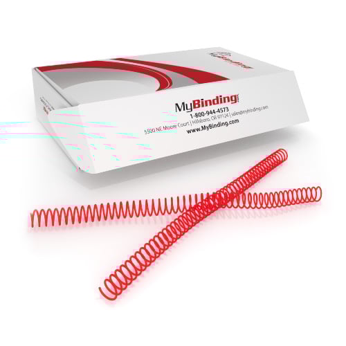 16mm Neon Red 4:1 Pitch Spiral Binding Coil - 100pk